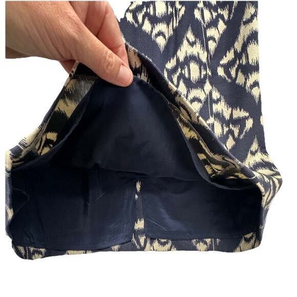 Talbots Womens Dress 14 P Blue Cream Ikat Print Lined Sleeveless Sheath Stretch - Picture 9 of 12